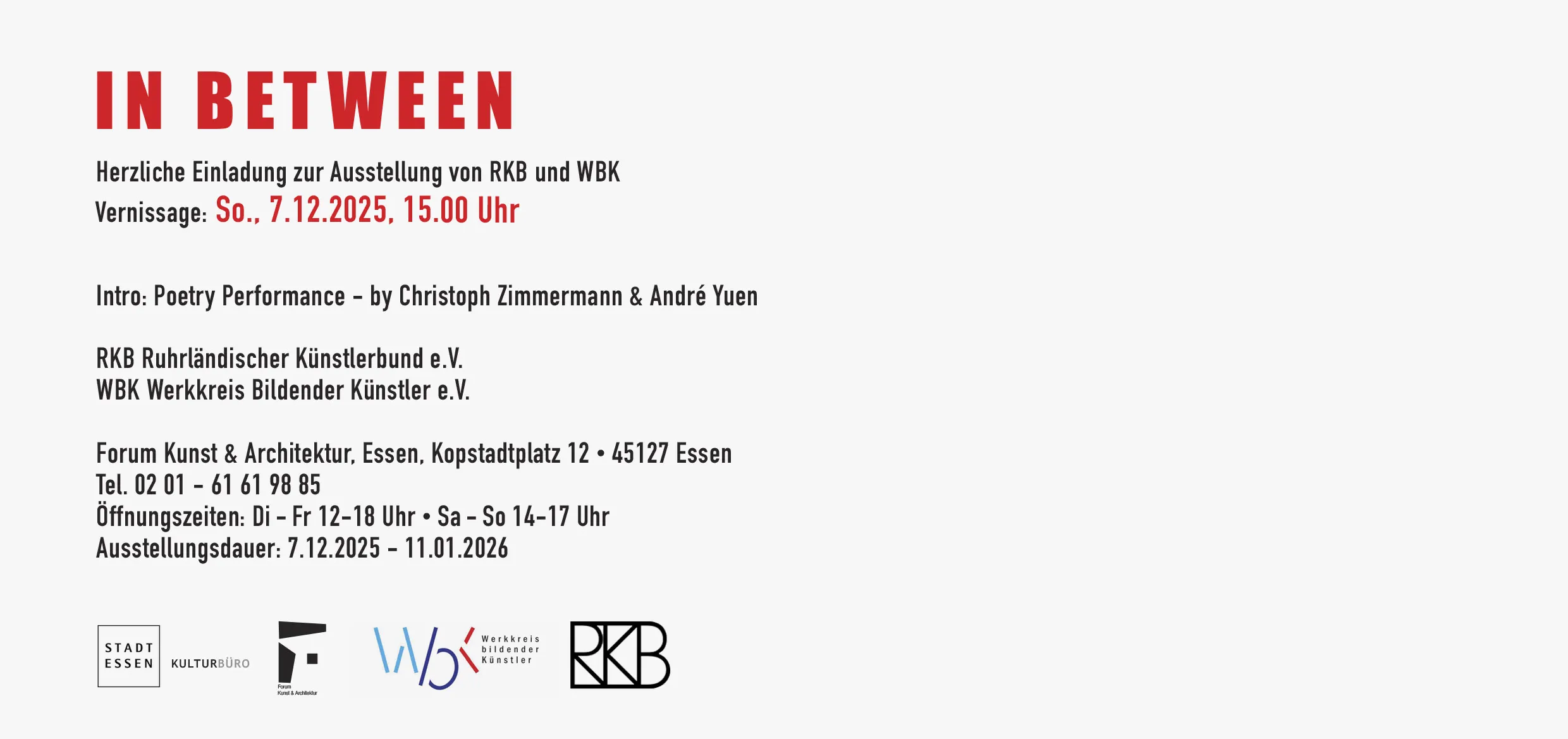 Einladungskarte für die Ausstellung "In Between", Rückseite